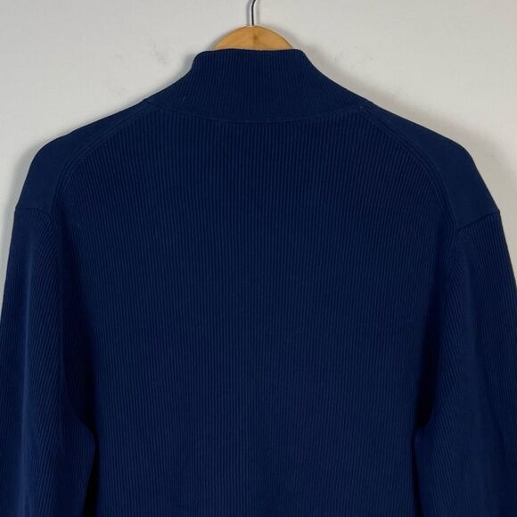 Theory Walton Oragnic Cotton Full Zip ribbed Sweater Size XL NEW Navy - Picture 10 of 15